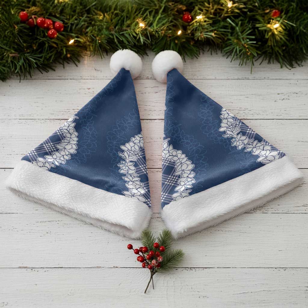 Hawaii Aloha Plumeria Lei Navy Palaka Christmas Santa Hat LT7 - Polynesian Pride