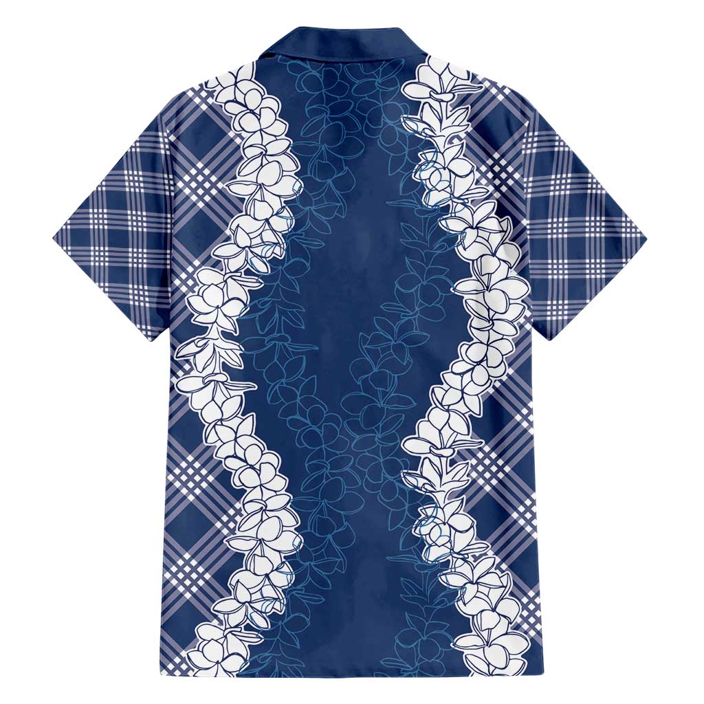 Hawaii Aloha Plumeria Lei Navy Palaka Hawaiian Shirt LT7 - Polynesian Pride