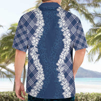 Hawaii Aloha Plumeria Lei Navy Palaka Hawaiian Shirt LT7 - Polynesian Pride