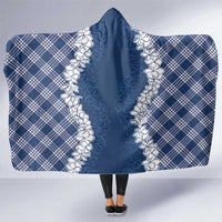 Hawaii Aloha Plumeria Lei Navy Palaka Hooded Blanket LT7 One Size Navy Blue - Polynesian Pride