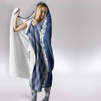 Hawaii Aloha Plumeria Lei Navy Palaka Hooded Blanket LT7 - Polynesian Pride
