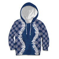 Hawaii Aloha Plumeria Lei Navy Palaka Kid Hoodie LT7 Hoodie Navy Blue - Polynesian Pride