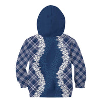 Hawaii Aloha Plumeria Lei Navy Palaka Kid Hoodie LT7 - Polynesian Pride