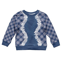 Hawaii Aloha Plumeria Lei Navy Palaka Kid Ugly Christmas Sweater LT7 Kid Navy Blue - Polynesian Pride
