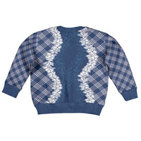 Hawaii Aloha Plumeria Lei Navy Palaka Kid Ugly Christmas Sweater LT7 - Polynesian Pride