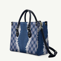 Hawaii Aloha Plumeria Lei Navy Palaka Leather Bag LT7 Navy Blue - Polynesian Pride