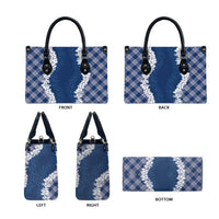 Hawaii Aloha Plumeria Lei Navy Palaka Leather Bag LT7 - Polynesian Pride