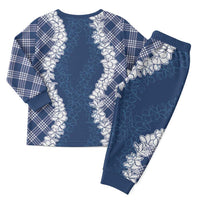 Hawaii Aloha Plumeria Lei Navy Palaka Christmas Pajama Set LT7 - Polynesian Pride