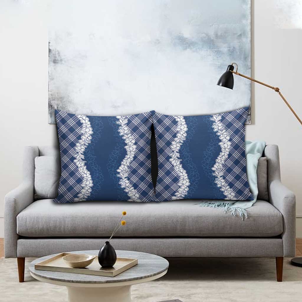 Hawaii Aloha Plumeria Lei Navy Palaka Pillow Cover LT7 - Polynesian Pride