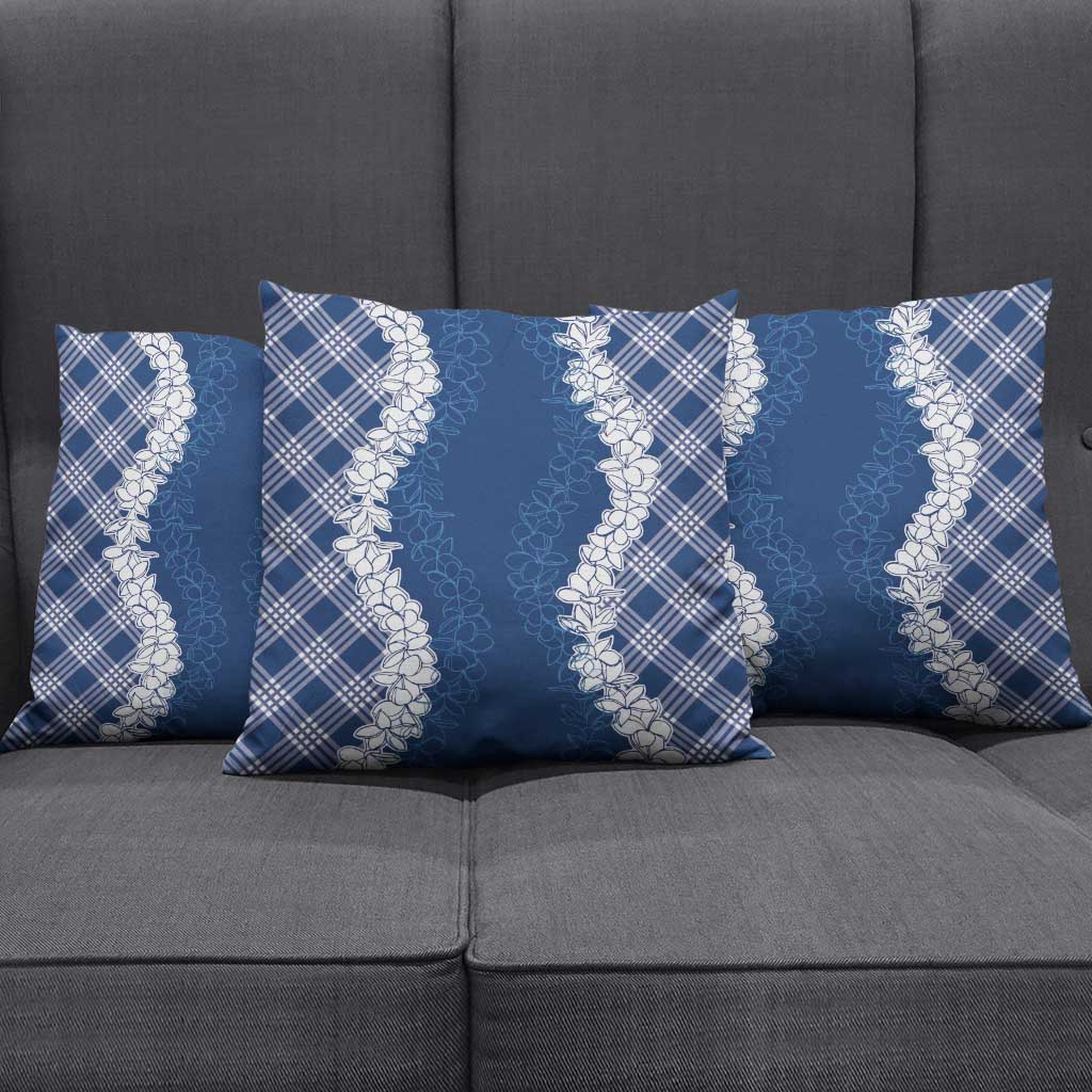 Hawaii Aloha Plumeria Lei Navy Palaka Pillow Cover LT7 - Polynesian Pride