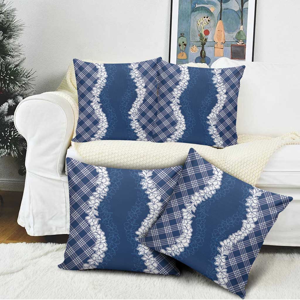 Hawaii Aloha Plumeria Lei Navy Palaka Pillow Cover LT7 - Polynesian Pride