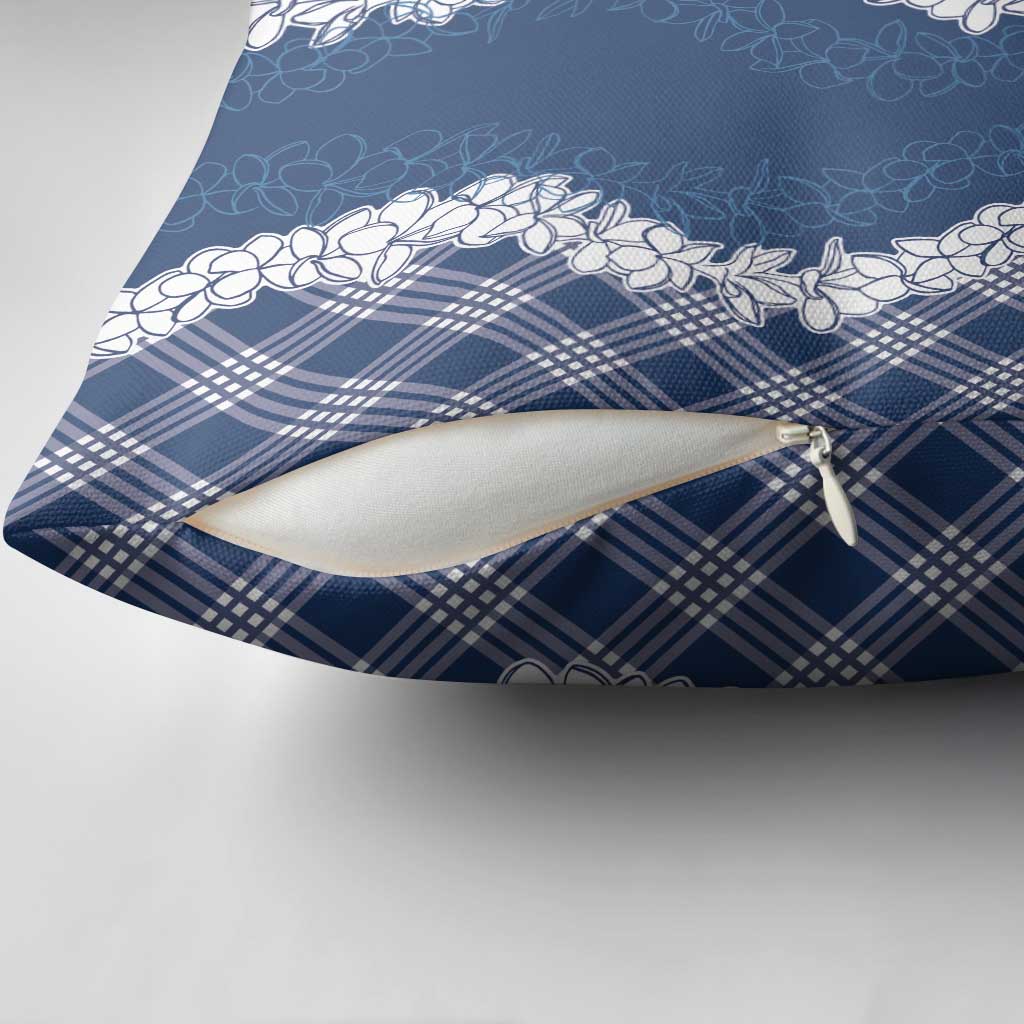 Hawaii Aloha Plumeria Lei Navy Palaka Pillow Cover LT7 - Polynesian Pride