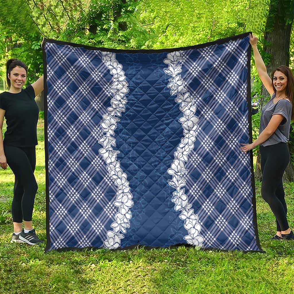 Hawaii Aloha Plumeria Lei Navy Palaka Quilt LT7 - Polynesian Pride