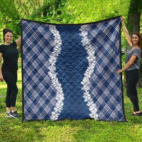 Hawaii Aloha Plumeria Lei Navy Palaka Quilt LT7 - Polynesian Pride