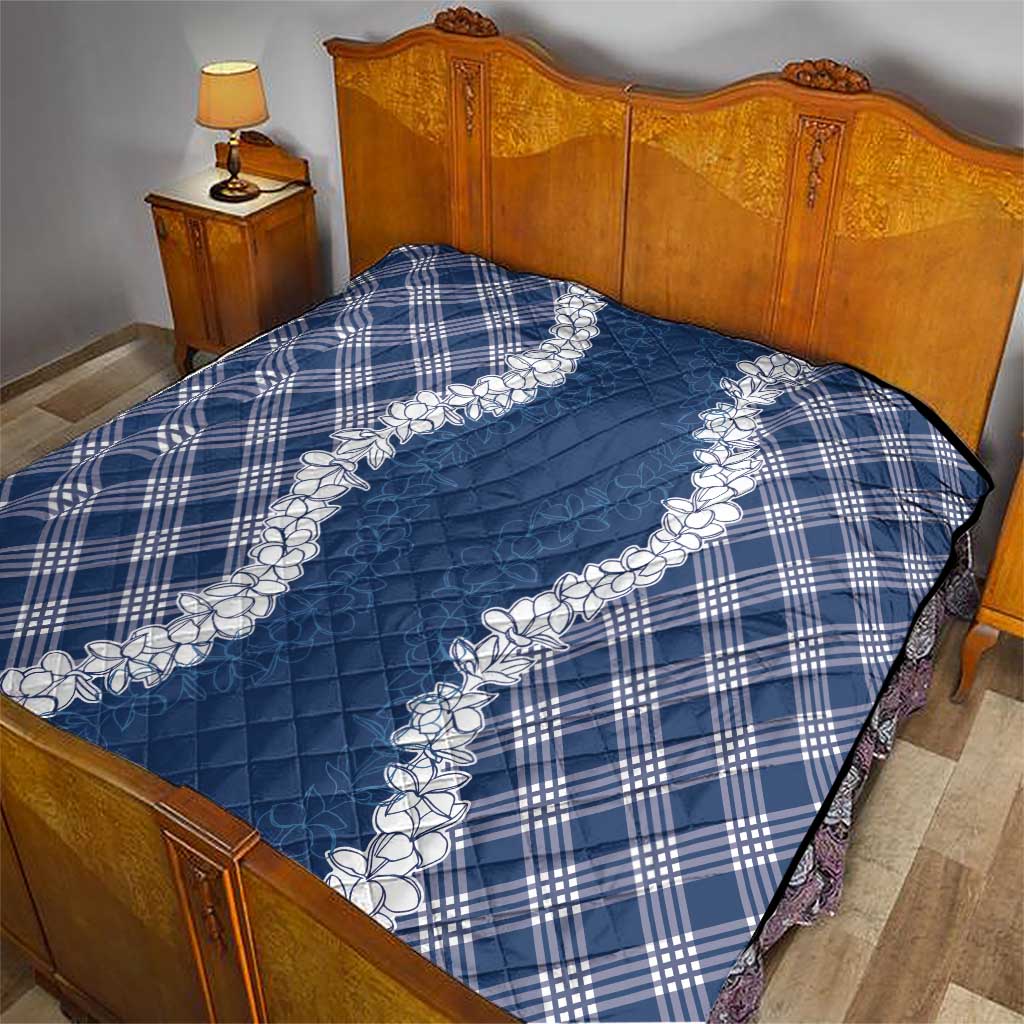 Hawaii Aloha Plumeria Lei Navy Palaka Quilt LT7 - Polynesian Pride