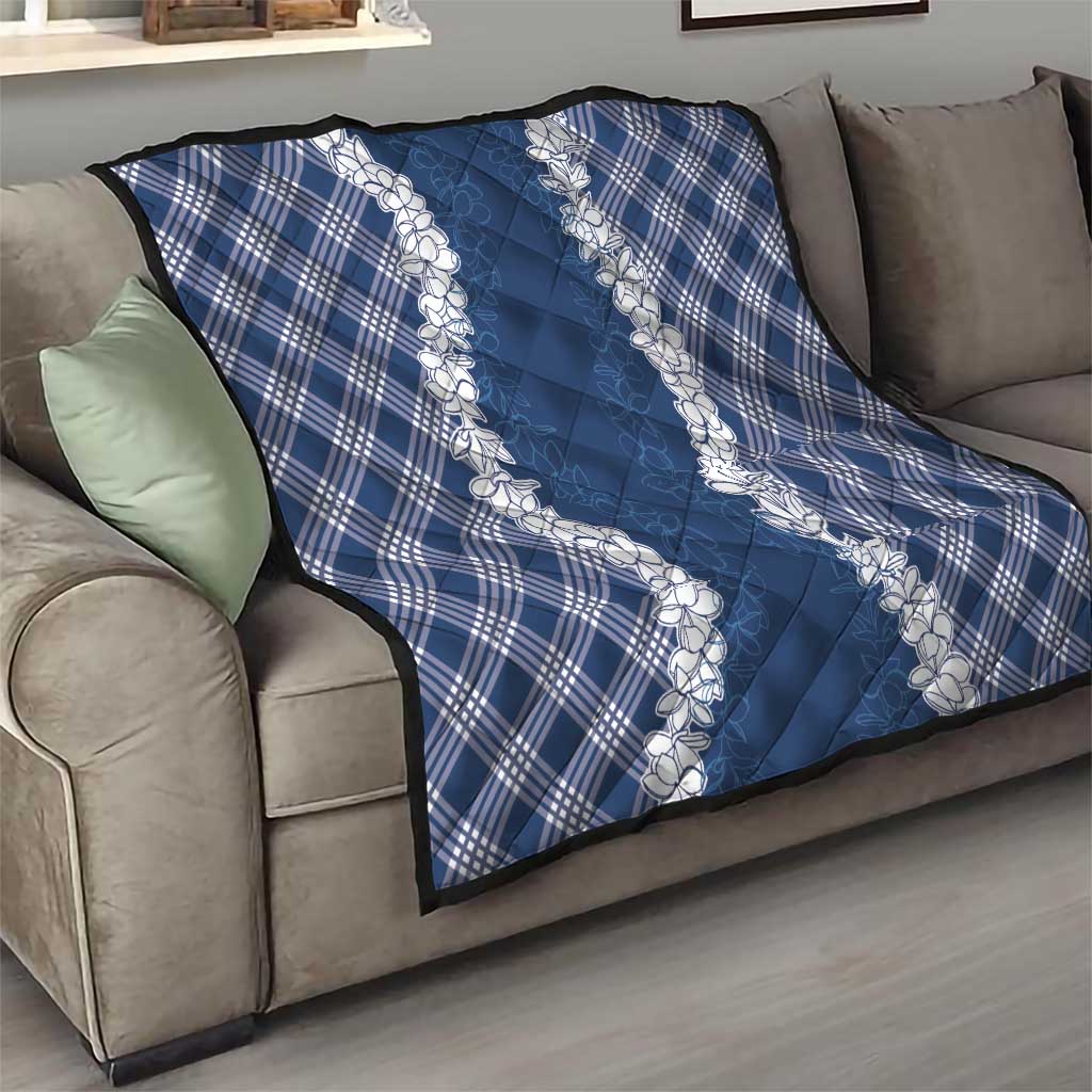 Hawaii Aloha Plumeria Lei Navy Palaka Quilt LT7 - Polynesian Pride
