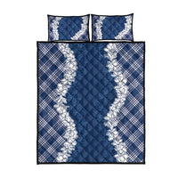Hawaii Aloha Plumeria Lei Navy Palaka Quilt Bed Set LT7 - Polynesian Pride