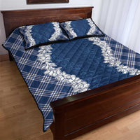 Hawaii Aloha Plumeria Lei Navy Palaka Quilt Bed Set LT7 - Polynesian Pride