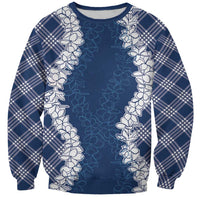 Hawaii Aloha Plumeria Lei Navy Palaka Sweatshirt LT7 Unisex Navy Blue - Polynesian Pride
