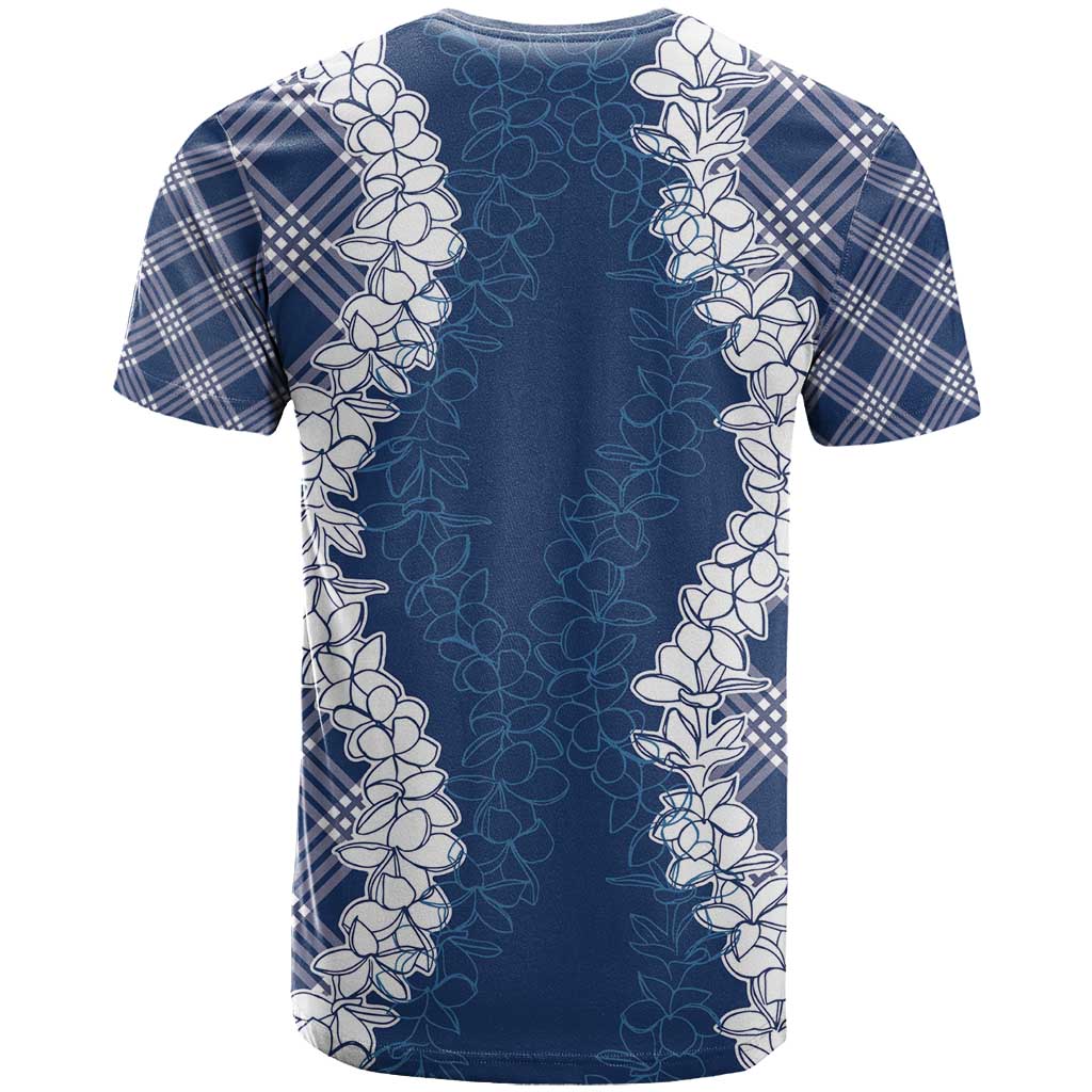 Hawaii Aloha Plumeria Lei Navy Palaka T Shirt LT7 - Polynesian Pride