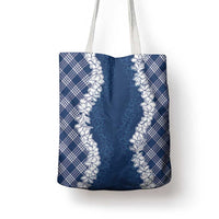 Hawaii Aloha Plumeria Lei Navy Palaka Tote Bag LT7 - Polynesian Pride