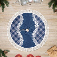 Hawaii Aloha Plumeria Lei Navy Palaka Tree Skirt LT7 Fringed Navy Blue - Polynesian Pride