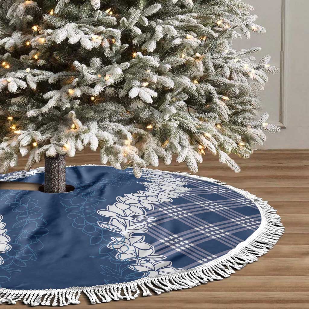 Hawaii Aloha Plumeria Lei Navy Palaka Tree Skirt LT7 - Polynesian Pride