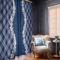 Hawaii Aloha Plumeria Lei Navy Palaka Window Curtain LT7 - Polynesian Pride