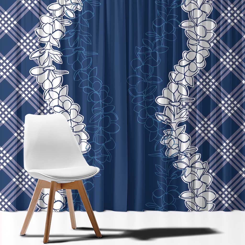 Hawaii Aloha Plumeria Lei Navy Palaka Window Curtain LT7 - Polynesian Pride