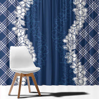Hawaii Aloha Plumeria Lei Navy Palaka Window Curtain LT7 - Polynesian Pride