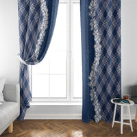 Hawaii Aloha Plumeria Lei Navy Palaka Window Curtain LT7 - Polynesian Pride