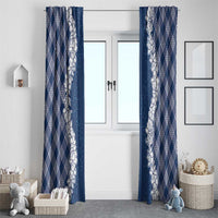 Hawaii Aloha Plumeria Lei Navy Palaka Window Curtain LT7 - Polynesian Pride