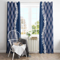 Hawaii Aloha Plumeria Lei Navy Palaka Window Curtain LT7 - Polynesian Pride