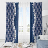 Hawaii Aloha Plumeria Lei Navy Palaka Window Curtain LT7 - Polynesian Pride