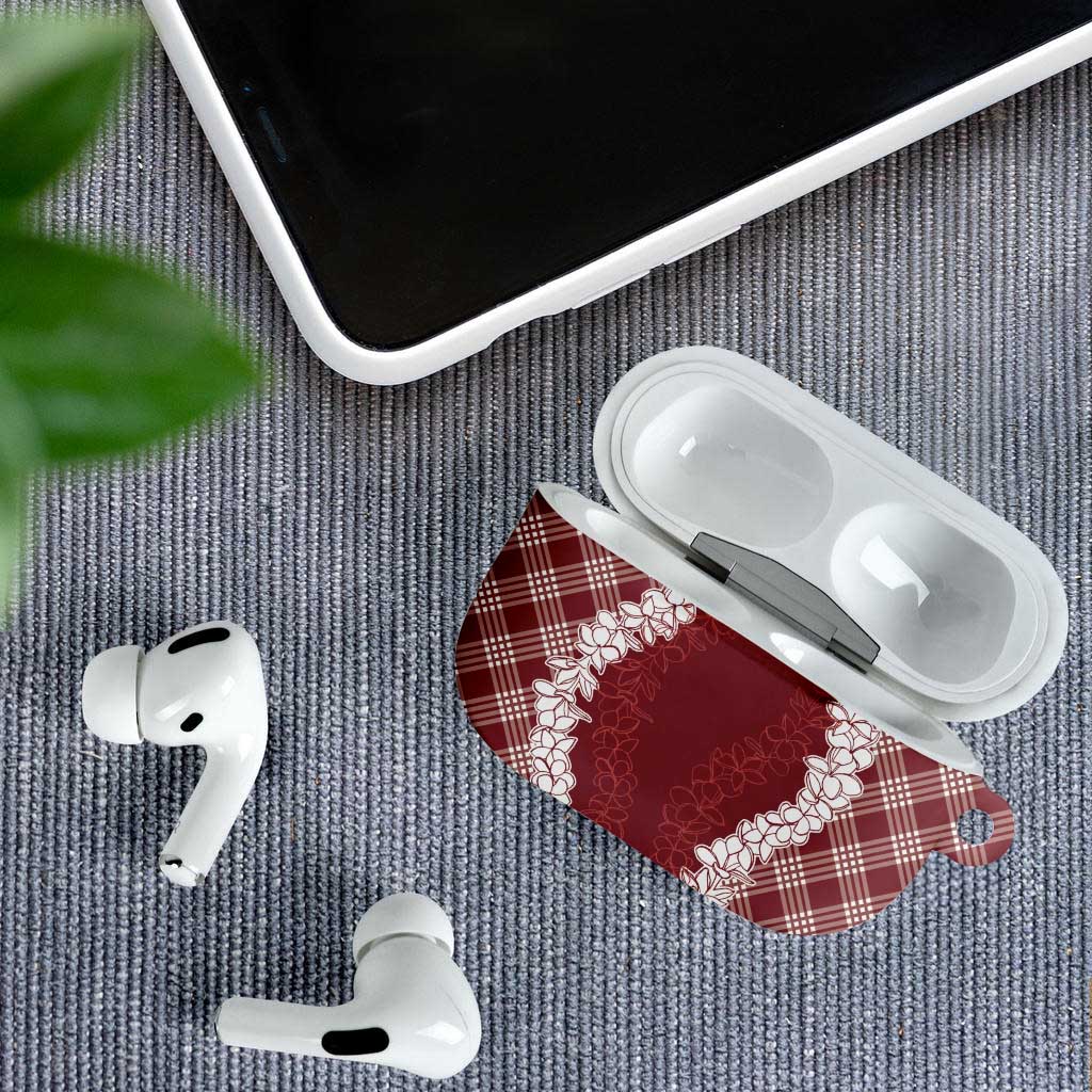 Hawaii Aloha Plumeria Lei Scarlet Palaka AirPods Case LT7 - Polynesian Pride