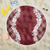 Hawaii Aloha Plumeria Lei Scarlet Palaka Beach Blanket LT7 One Size 150cm Scarlet - Polynesian Pride