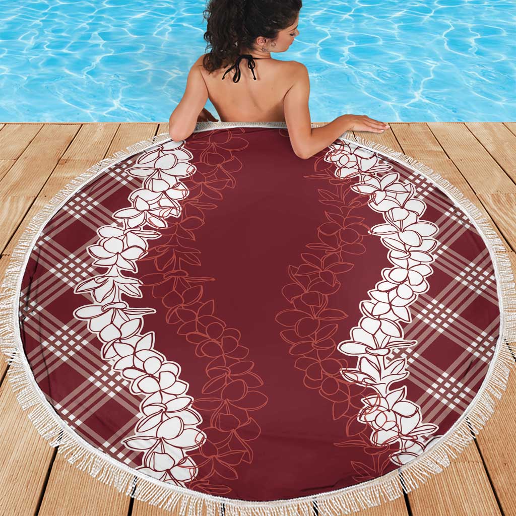 Hawaii Aloha Plumeria Lei Scarlet Palaka Beach Blanket LT7 - Polynesian Pride