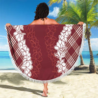Hawaii Aloha Plumeria Lei Scarlet Palaka Beach Blanket LT7 - Polynesian Pride