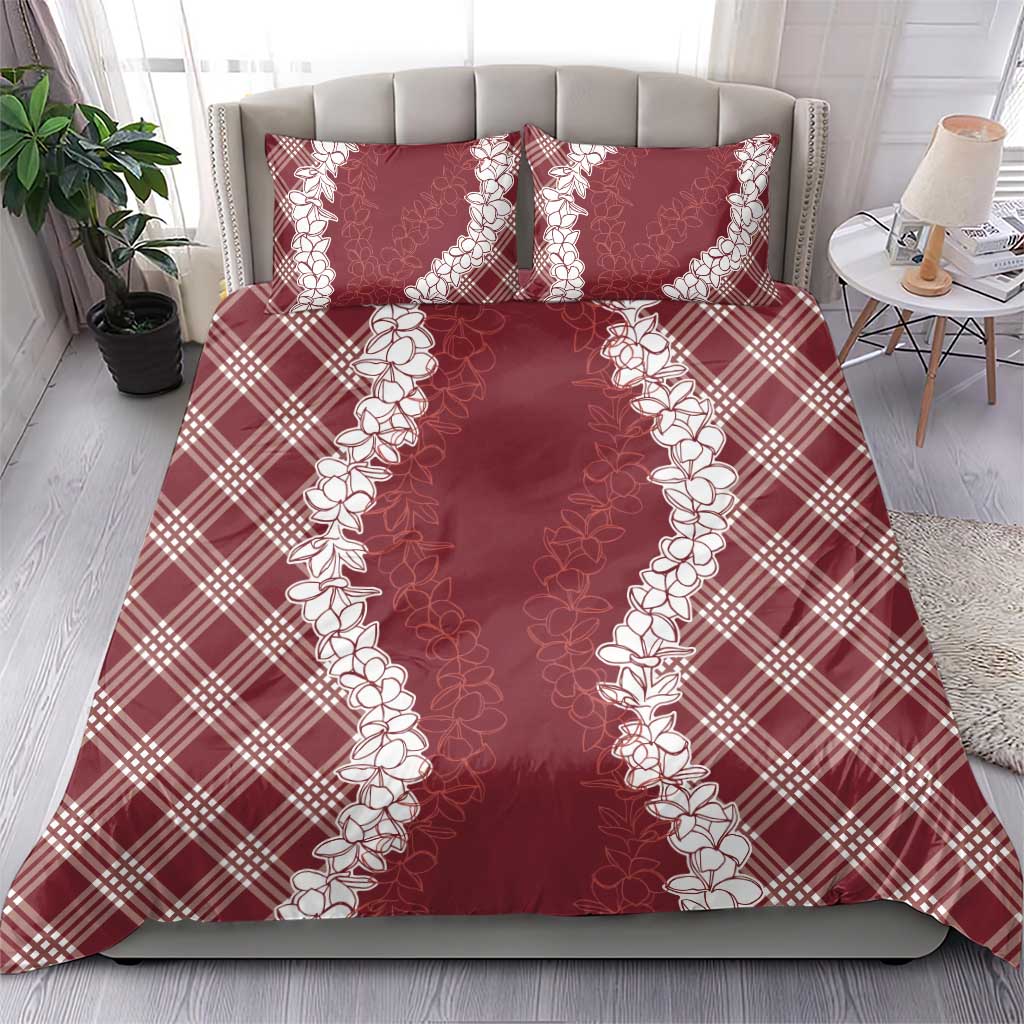 Hawaii Aloha Plumeria Lei Scarlet Palaka Bedding Set LT7 - Polynesian Pride