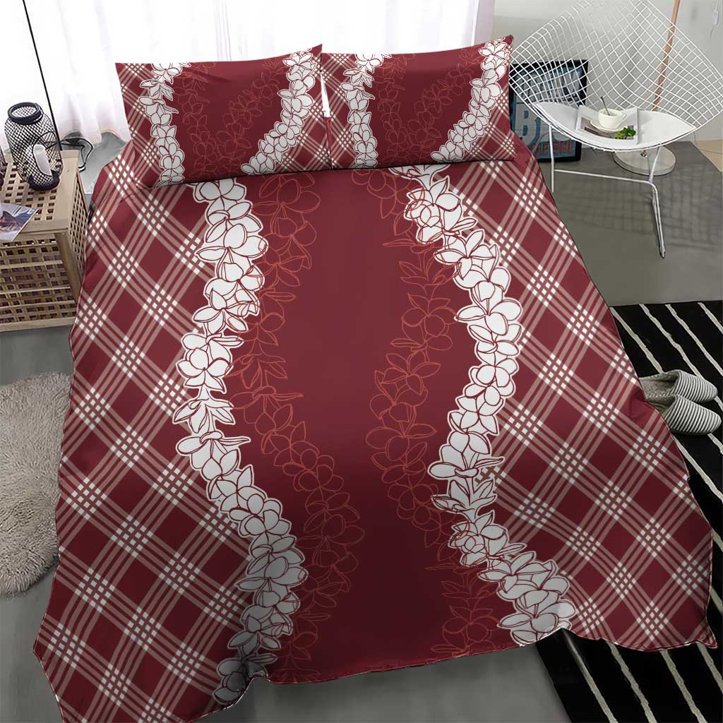Hawaii Aloha Plumeria Lei Scarlet Palaka Bedding Set LT7 - Polynesian Pride