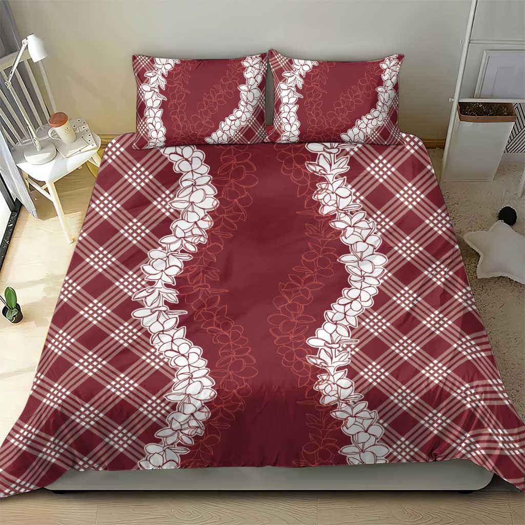 Hawaii Aloha Plumeria Lei Scarlet Palaka Bedding Set LT7 - Polynesian Pride