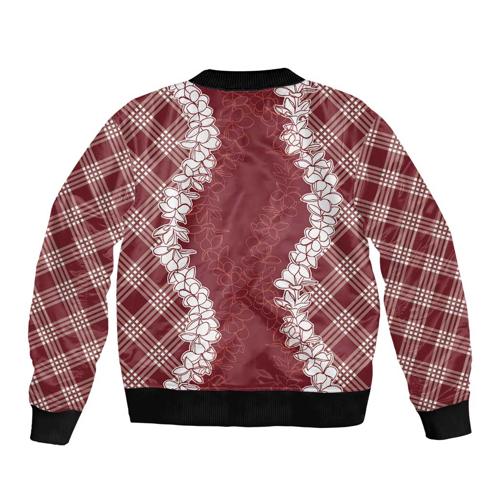 Hawaii Aloha Plumeria Lei Scarlet Palaka Bomber Jacket LT7 - Polynesian Pride