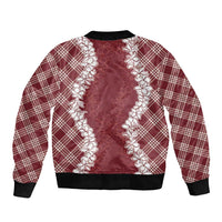 Hawaii Aloha Plumeria Lei Scarlet Palaka Bomber Jacket LT7 - Polynesian Pride