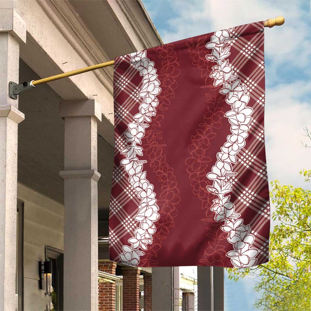 Hawaii Aloha Plumeria Lei Scarlet Palaka Garden Flag LT7 House Flag Scarlet - Polynesian Pride