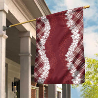 Hawaii Aloha Plumeria Lei Scarlet Palaka Garden Flag LT7 House Flag Scarlet - Polynesian Pride