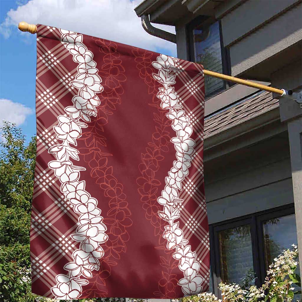 Hawaii Aloha Plumeria Lei Scarlet Palaka Garden Flag LT7 - Polynesian Pride