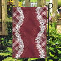 Hawaii Aloha Plumeria Lei Scarlet Palaka Garden Flag LT7 Garden Flag Scarlet - Polynesian Pride