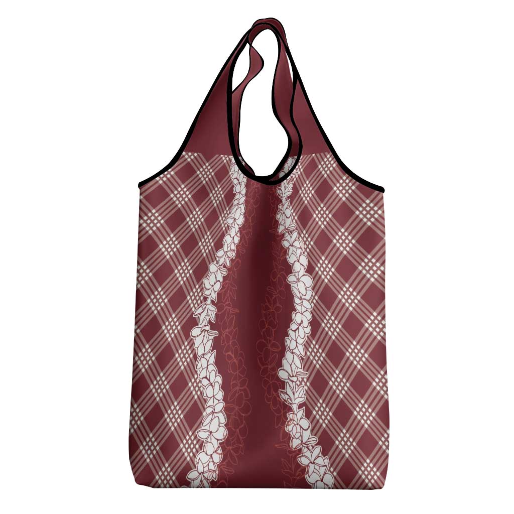 Hawaii Aloha Plumeria Lei Scarlet Palaka Grocery Bag LT7 - Polynesian Pride