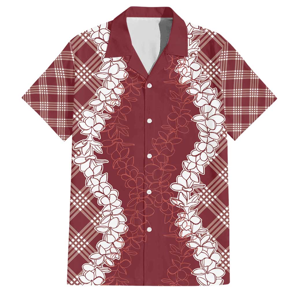 Hawaii Aloha Plumeria Lei Scarlet Palaka Hawaiian Shirt LT7 Scarlet - Polynesian Pride