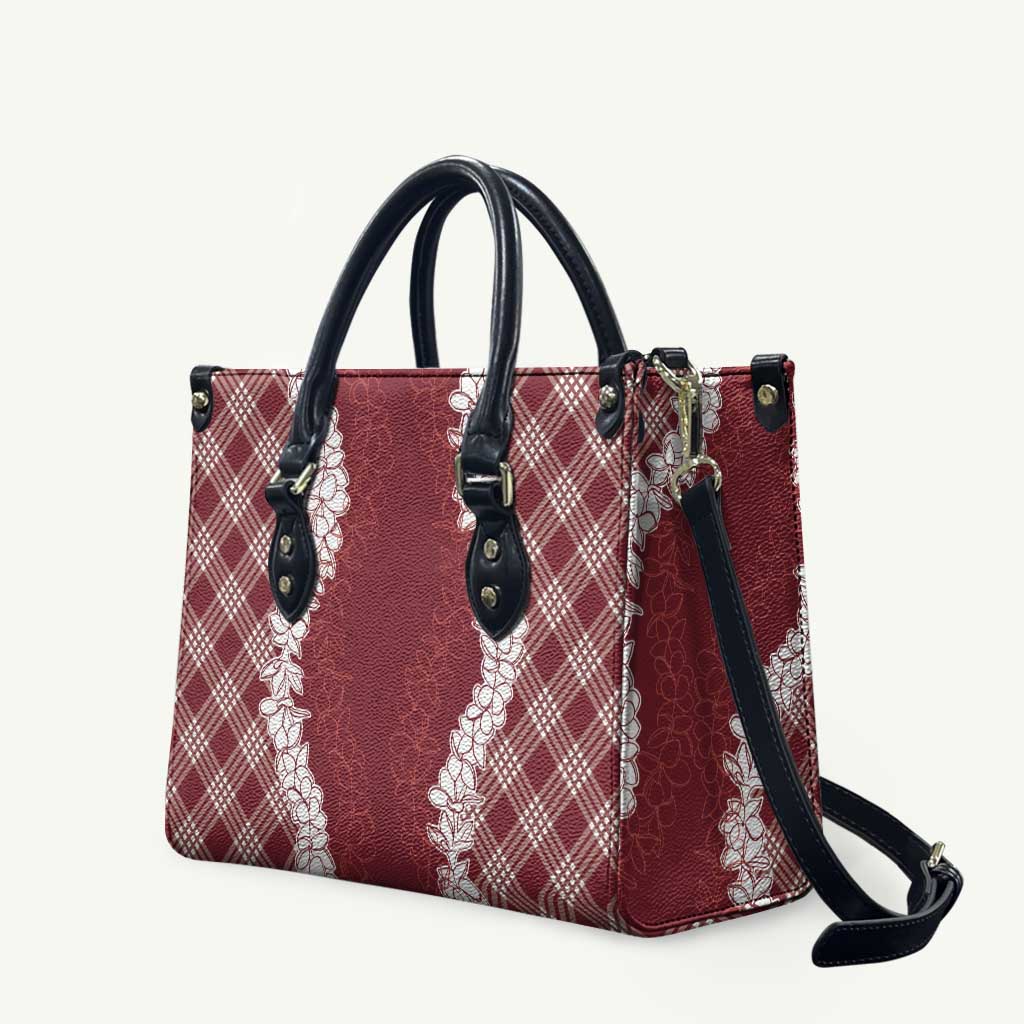 Hawaii Aloha Plumeria Lei Scarlet Palaka Leather Bag LT7 Scarlet - Polynesian Pride